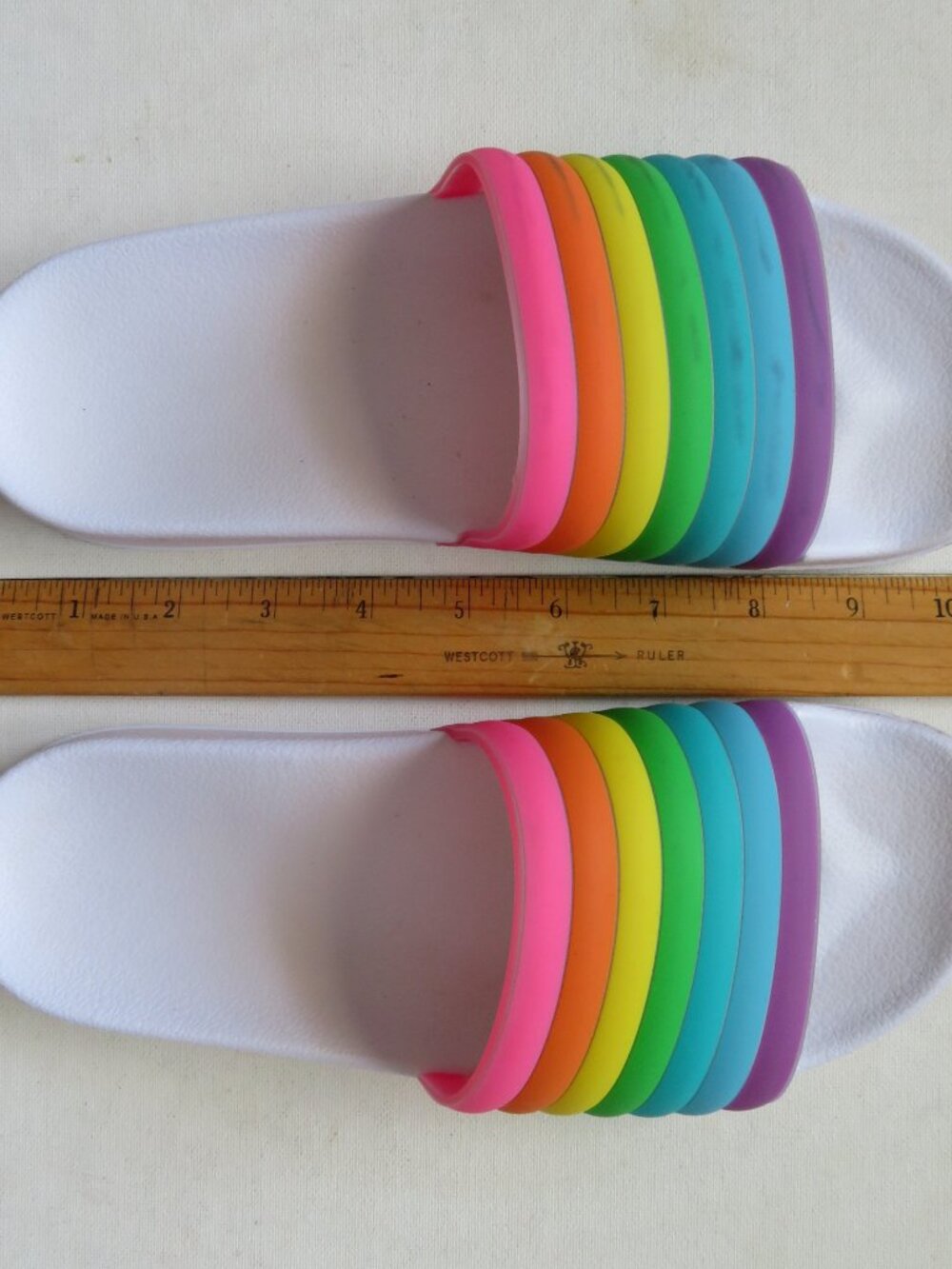 Rainbow Striped Slide Sandals Size Women's 7-8 - Picture 7 of 7